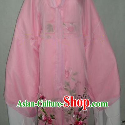 Traditional Chinese Beijing Opera Scholar Niche Costume Embroidered Pink Robe for Adults