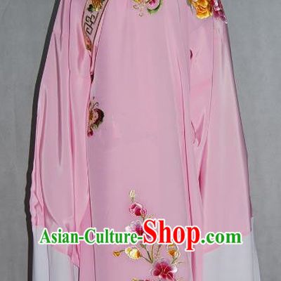 Traditional Chinese Beijing Opera Scholar Niche Costume Embroidered Butterfly Peony Pink Robe for Adults