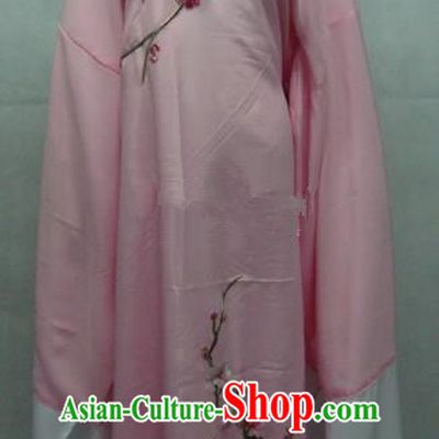 Traditional Chinese Beijing Opera Niche Costume Embroidered Plum Blossom Pink Robe for Adults