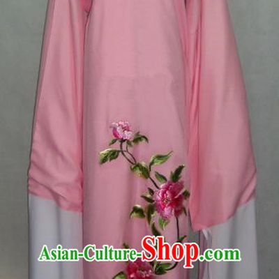 Traditional Chinese Beijing Opera Niche Scholar Embroidery Peony Costume Beijing Opera Pink Robe for Adults