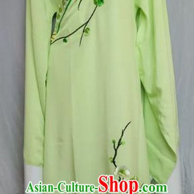 Traditional Chinese Beijing Opera Niche Costume Embroidered Plum Blossom Light Green Robe for Adults