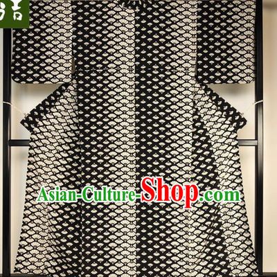 Japanese National Costume Male Black Kimono Ancient Hakama Yukata Robe for Men