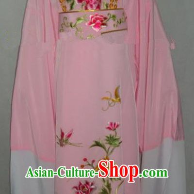 Traditional Chinese Shaoxing Opera Niche Scholar Embroidery Costume Beijing Opera Pink Robe for Adults