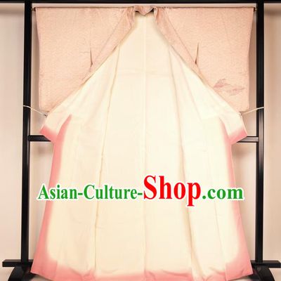 Asian Japan Palace Pink Furisode Kimono Ancient Courtesan Yukata Dress Formal Costume for Women