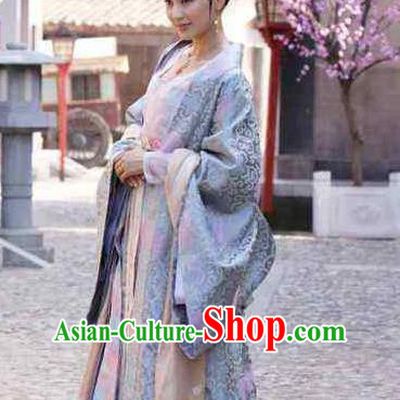 Chinese Ancient Tang Dynasty Female Officials Shangguan Wan-Er Embroidered Dress Palace Lady Replica Costume for Women