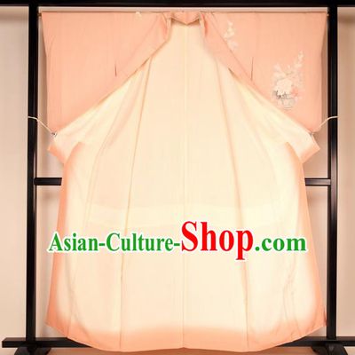 Asian Japan Palace Wedding Pink Furisode Kimono Ancient Yukata Dress Formal Costume for Women