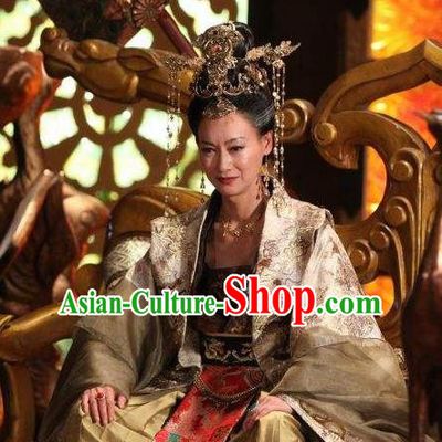 Chinese Ancient Tang Dynasty Female Emperor Embroidered Dress Empress Wu Zetian Replica Costume for Women