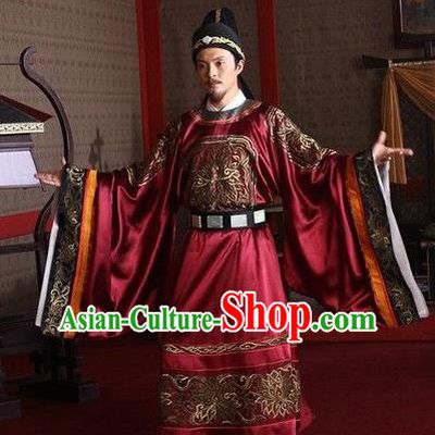 Traditional Chinese Tang Dynasty Gwanbok Minister Detective Di Renjie Replica Costume for Men