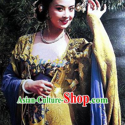 Chinese Ancient Tang Dynasty Palace Lady Dress Imperial Concubine Yang Replica Costume for Women