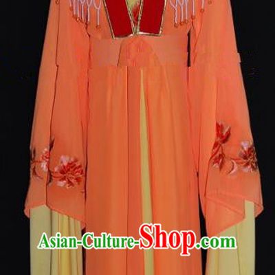 Traditional China Beijing Opera Diva Orange Dress Chinese Peking Opera Embroidered Costume