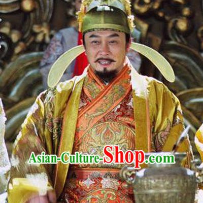 Chinese Ancient Tang Dynasty Emperor Taizong Li Shimin Embroidered Replica Costume and Hats for Men
