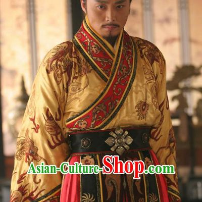 Chinese Ancient Tang Dynasty Emperor Li Shimin Replica Costume Embroidered Imperial Robe for Men