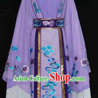 Traditional Chinese Beijing Opera Niche Costume Scholar Embroidery Purple Robe for Adults