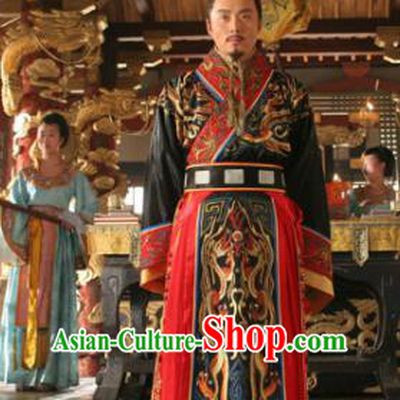 Chinese Ancient Tang Dynasty Emperor Li Shimin Replica Costume and Headpiece Complete Set for Men