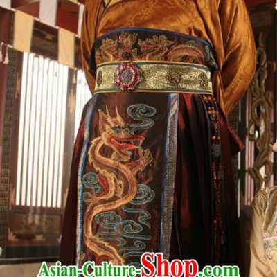 Chinese Ancient Emperor Yang of Sui Dynasty Yang Guang Embroidered Replica Costume for Men