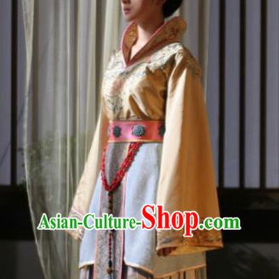 Chinese Sui Dynasty Royal Princess Yue Rong Hanfu Dress Replica Costume for Women