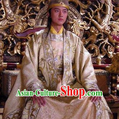 Chinese Ancient Zhong Emperor of Tang Dynasty Li Xian Embroidered Replica Costume for Men