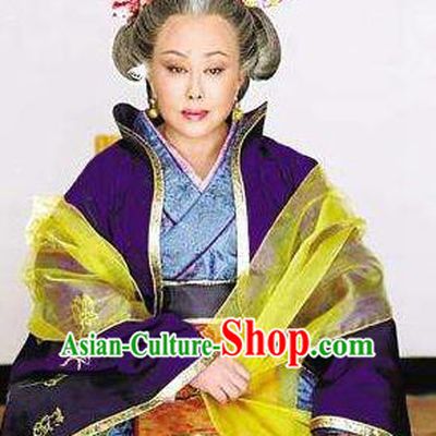 Ancient Chinese Tang Dynasty Empress Wu Meiniang Hanfu Purple Dress Replica Costume for Women
