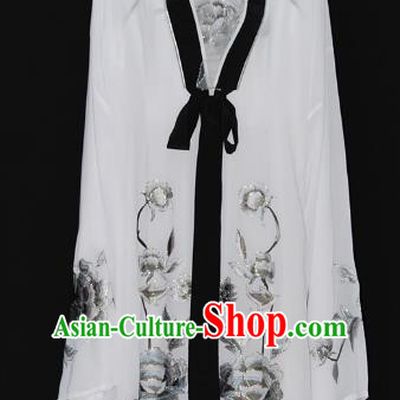 Traditional Chinese Beijing Opera Diva White Dress Peking Opera Nobility Lady Embroidered Costume