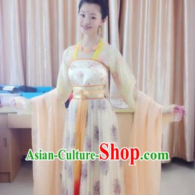 Chinese Ancient Tang Dynasty Princess Embroidered Dress Fairy Replica Costume for Women