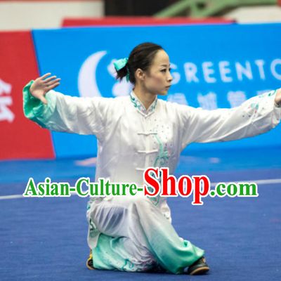 Top Female Gong Fu Uniform Kung Fu Suit Kung Fu Uniform Chinese Jacket Taiji Clothes Dress Dresses Kung Fu Clothing Embroidered Tai Chi Suits Custom Kung Fu Embroidery Uniforms