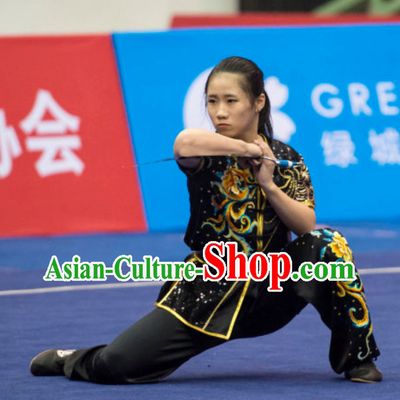 Top Female Southern Fist Gong Fu Uniforms Kung Fu Suit Kung Fu Uniform Chinese Jacket Taiji Clothes Dress Dresses Kung Fu Clothing Embroidered Tai Chi Suits Custom Kung Fu Embroidery Uniforms