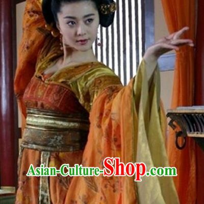 Ancient Chinese Tang Dynasty Consort Yang Embroidered Replica Costume for Women