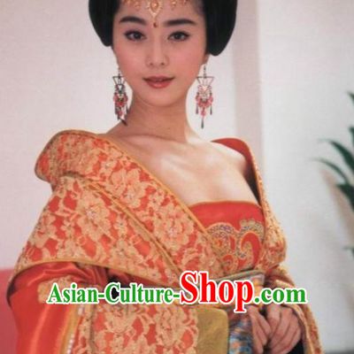 Ancient Chinese Tang Dynasty Palace Hanfu Embroidered Dress Consort Yang Replica Costume for Women