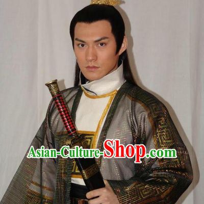 Chinese Ancient Tang Dynasty Crown Prince Jian-Cheng Li Embroidered Replica Costume for Men