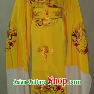 Traditional Chinese Beijing Opera Young Men Water Sleeve Yellow Robe Peking Opera Niche Costume for Adults