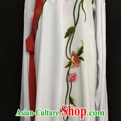 Top Grade Chinese Beijing Opera Embroidered Peony White Robe Peking Opera Niche Costume for Adults