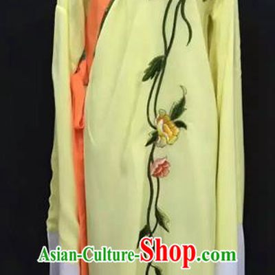 Top Grade Chinese Beijing Opera Embroidered Peony Yellow Robe Peking Opera Niche Costume for Adults