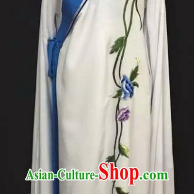 Top Grade Chinese Beijing Opera Embroidered Blue Sleeve Robe Peking Opera Niche Costume for Adults