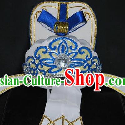 China Traditional Beijing Opera Young Men Headwear Chinese Peking Opera Niche White Hats for Men