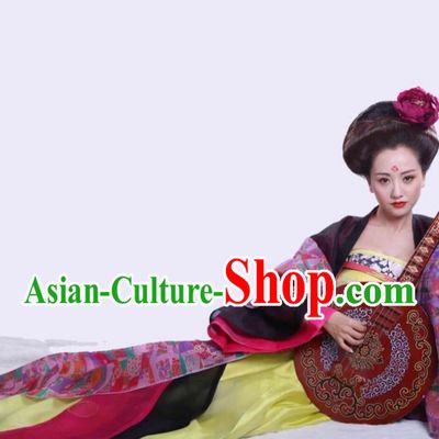 Chinese Ancient Tang Dynasty Courtesan Hanfu Dress Geisha Historical Costume for Women