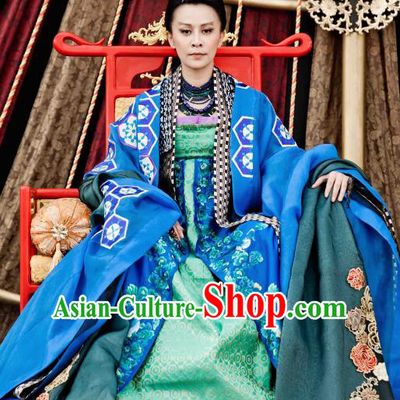 Chinese Ancient Tang Dynasty Emperor Wu Zetian Hanfu Dress Empress Tailing Embroidered Historical Costume for Women