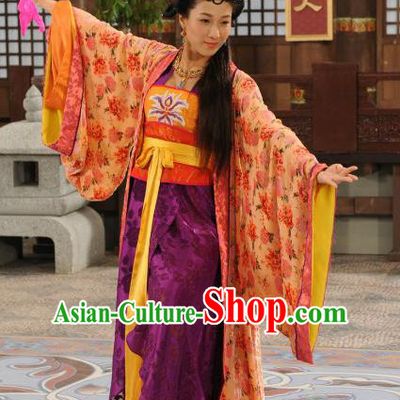 Chinese Ancient Tang Dynasty Nobility Lady Embroidered Hanfu Dress Historical Costume for Women