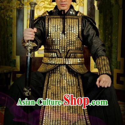 Chinese Ancient Tang Dynasty General Replica Costume Helmet and Armour for Men