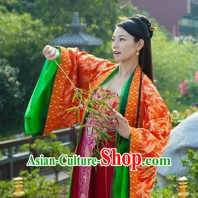 Chinese Ancient Tang Dynasty Nobility Lady Embroidered Dress Historical Costume for Women