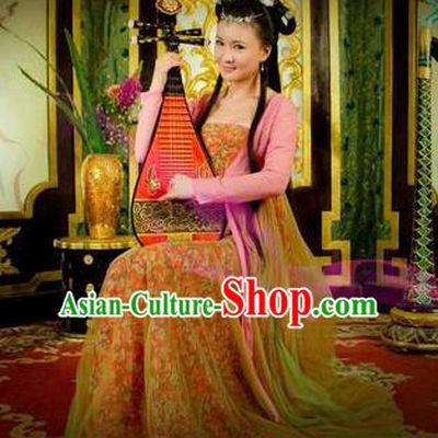 Chinese Ancient Tang Dynasty Geisha Dress Courtesan Historical Costume for Women