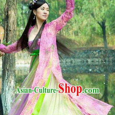 Chinese Ancient Tang Dynasty Dance Pink Dress Courtesan Historical Costume for Women
