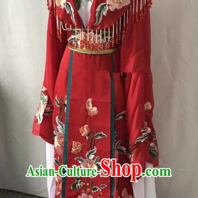 Top Grade Chinese Beijing Opera Actress Red Dress China Peking Opera Diva Embroidered Costume