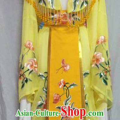 Top Grade Chinese Beijing Opera Actress Yellow Dress China Peking Opera Diva Embroidered Costume