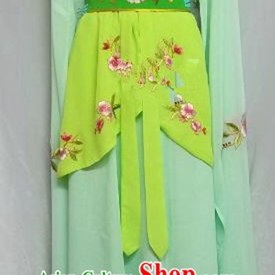 Top Grade Chinese Beijing Opera Maidservants Green Dress China Peking Opera Young Lady Embroidered Costume