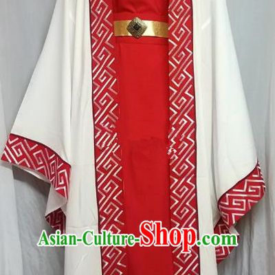 Chinese Beijing Opera Scholar Young Men Costume Peking Opera Niche Red Embroidery Robe for Adults