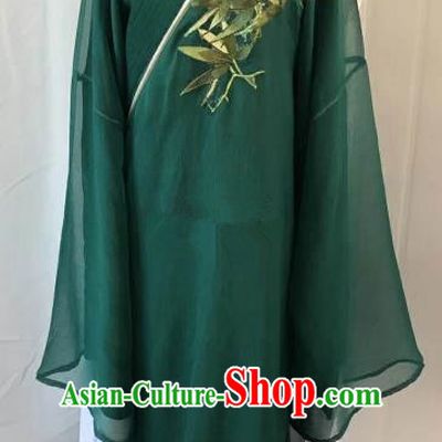 Chinese Beijing Opera Scholar Costume Peking Opera Niche Green Veil Embroidery Robe for Adults