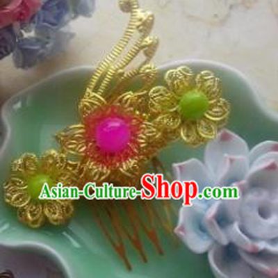 Chinese Ancient Hair Accessories Hanfu Hairpins Butterfly Golden Hair Comb for Women