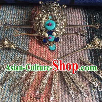 Chinese Ancient Palace Lady Hair Accessories Phoenix Coronet Hairpins Complete Set for Women