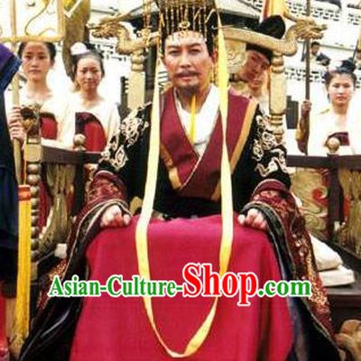 Chinese Tang Dynasty Emperor Li Shimin Embroidered Imperial Robe Replica Costume and Headpiece Complete Set