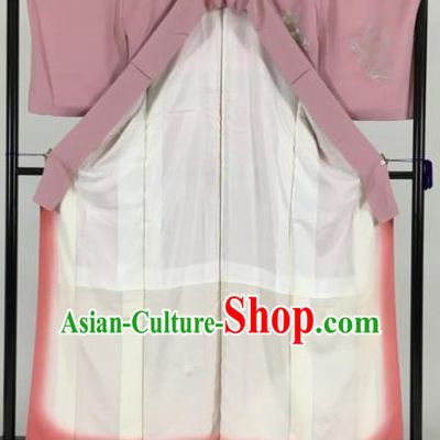 Japan Traditional Kimonos Dark Pink Furisode Kimono Ancient Yukata Dress Formal Costume for Women